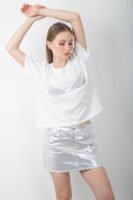 Parlak Taş Detaylı Pul Payet Oversize Tişört