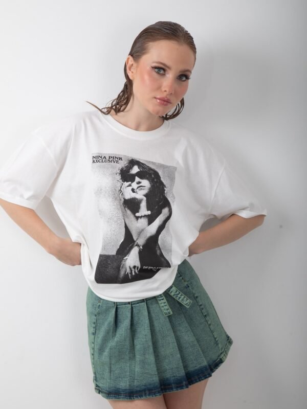 Punk Baskılı Oversize Tişört