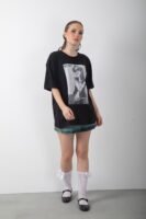 Punk Baskılı Oversize Tişört