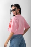 Love Baskılı Oversize Crop Tişört