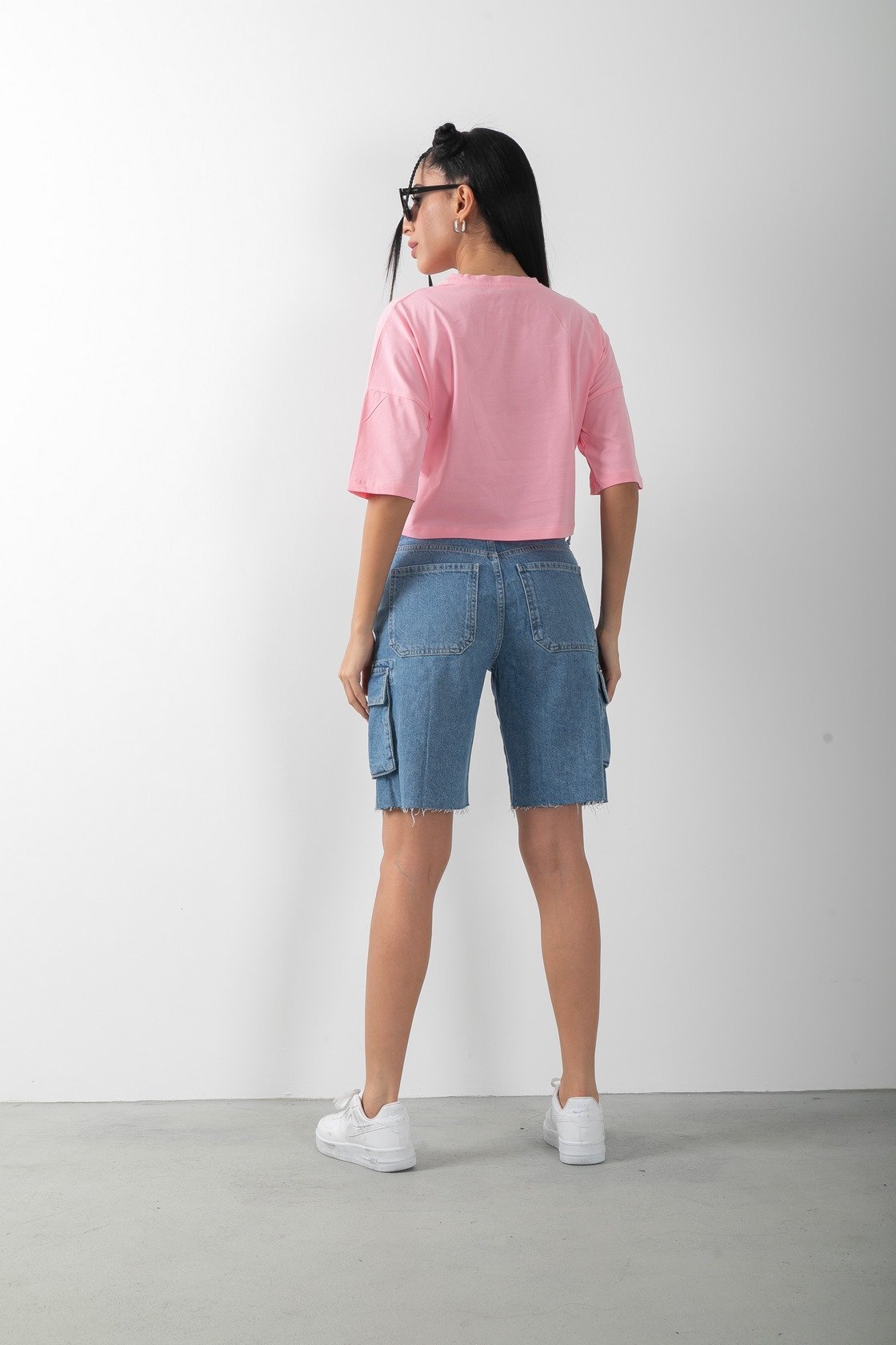 Love Baskılı Oversize Crop Tişört