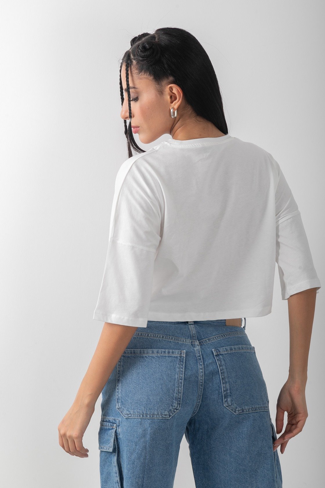 Kiss Me Baskılı Crop Tişört