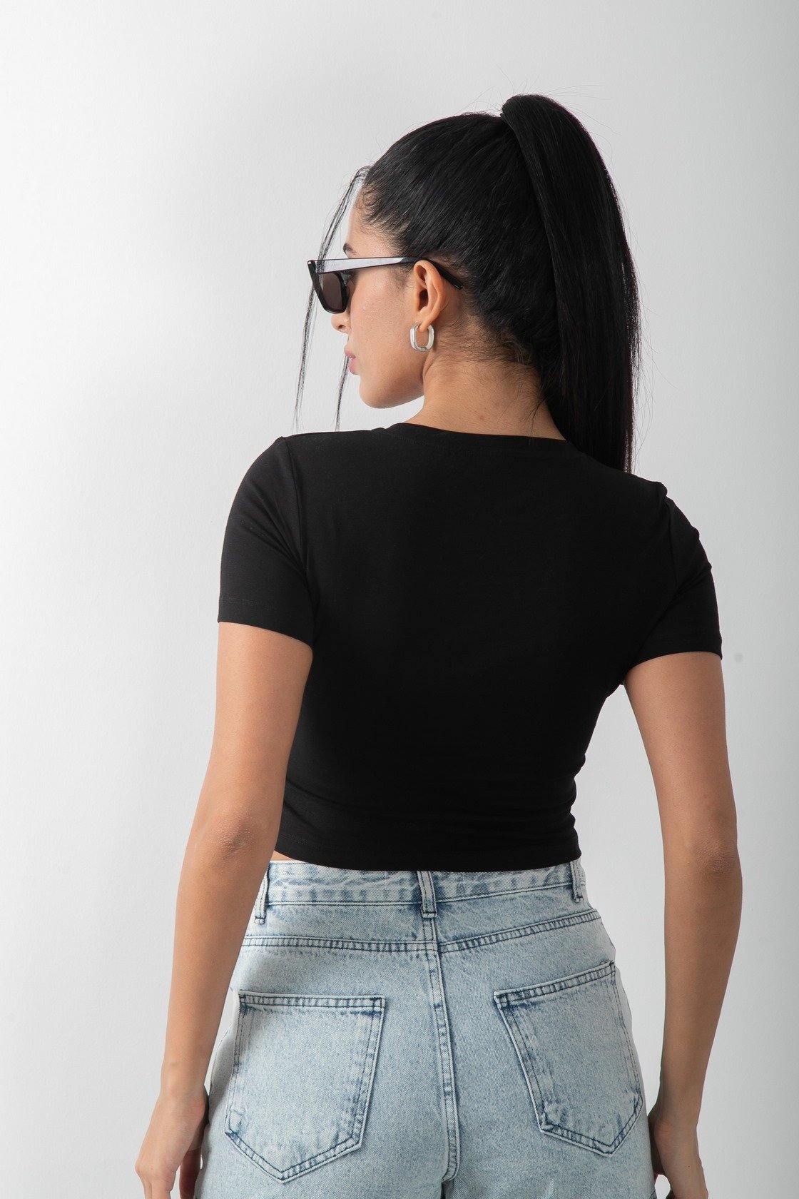 Baskılı Kısa Kol Crop Body