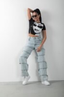 Baskılı Kısa Kol Crop Body