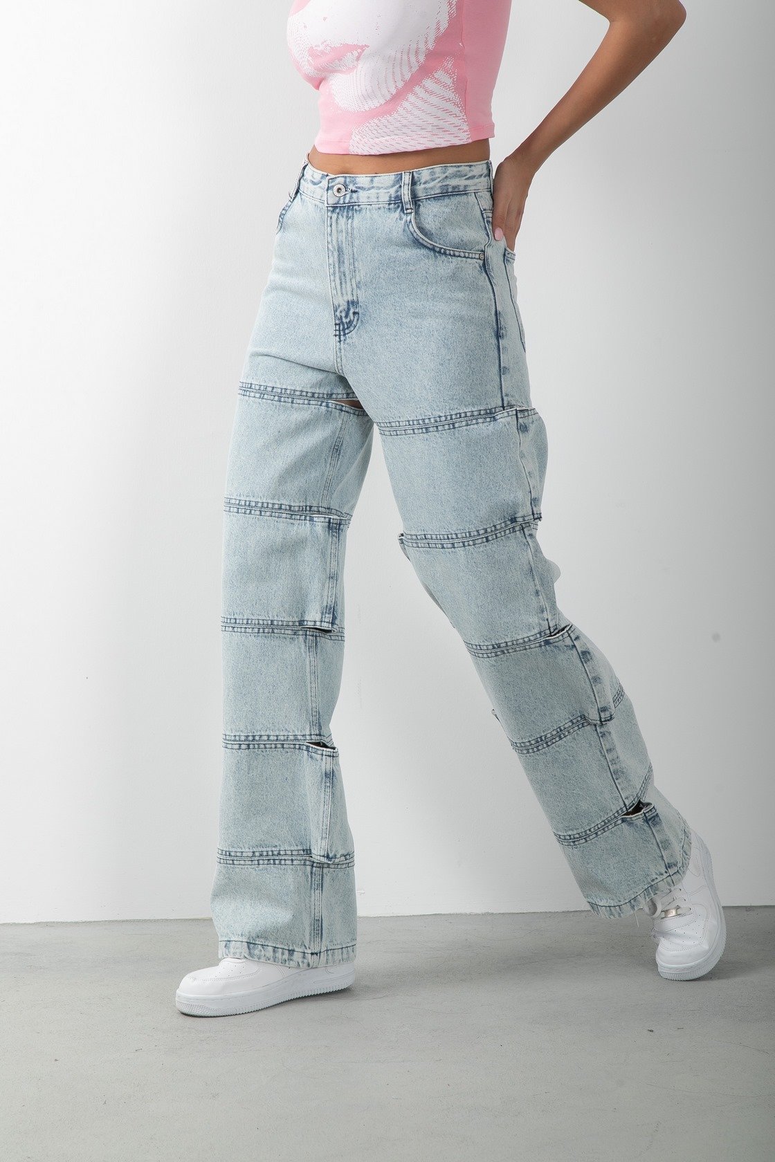 Cut Out Tasarım Kadın Jean Denim Pantolon