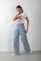 No Social Media Baskılı Crop Kısa Kol Body