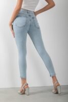 Beyaz Taş Detaylı Skinny Denim Mavi Kot Pantolon