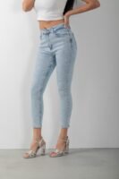 Taş Detaylı Skinny Denim Mavi Kot Pantolon