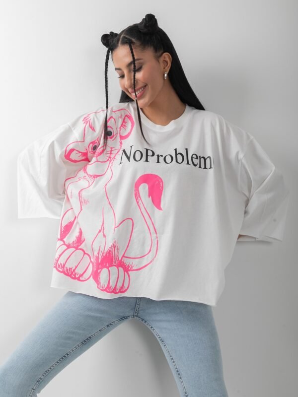 Mottolu Oversize No Problemo Tişört