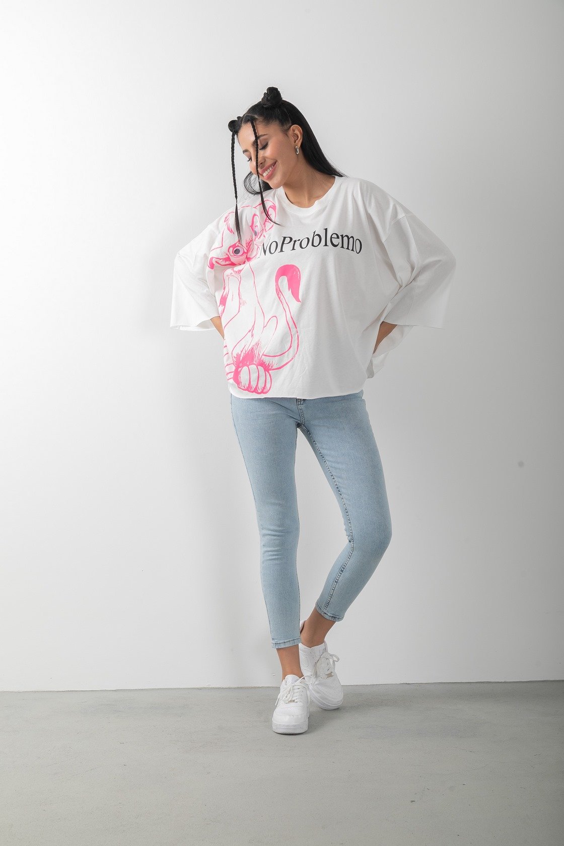 Mottolu Oversize No Problemo Tişört