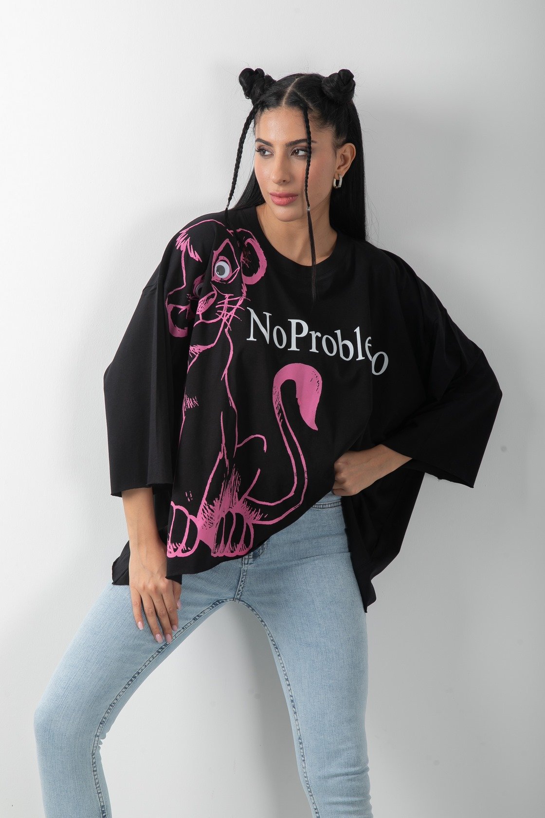 Mottolu Oversize No Problemo Tişört