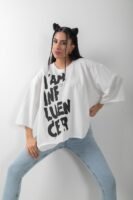 Influencer Baskılı Oversize Tişört