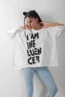 Influencer Baskılı Oversize Tişört