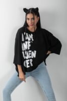 Influencer Baskılı Oversize Tişört