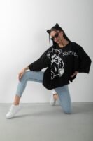 Oversize Ayıcık Baskılı No Problemo Tişört