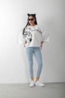 Oversize Ayıcık Baskılı No Problemo Tişört