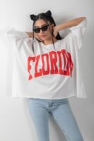Florida Baskılı Varaklı Oversize Tişört