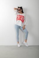 Florida Baskılı Varaklı Oversize Tişört