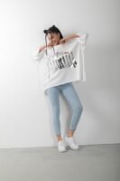 Florida Baskılı Varaklı Oversize Tişört