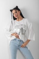 Florida Baskılı Varaklı Oversize Tişört