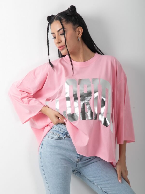 Florida Baskılı Varaklı Oversize Tişört