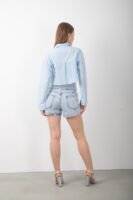 Baskılı Uzun Kol Crop Gömlek