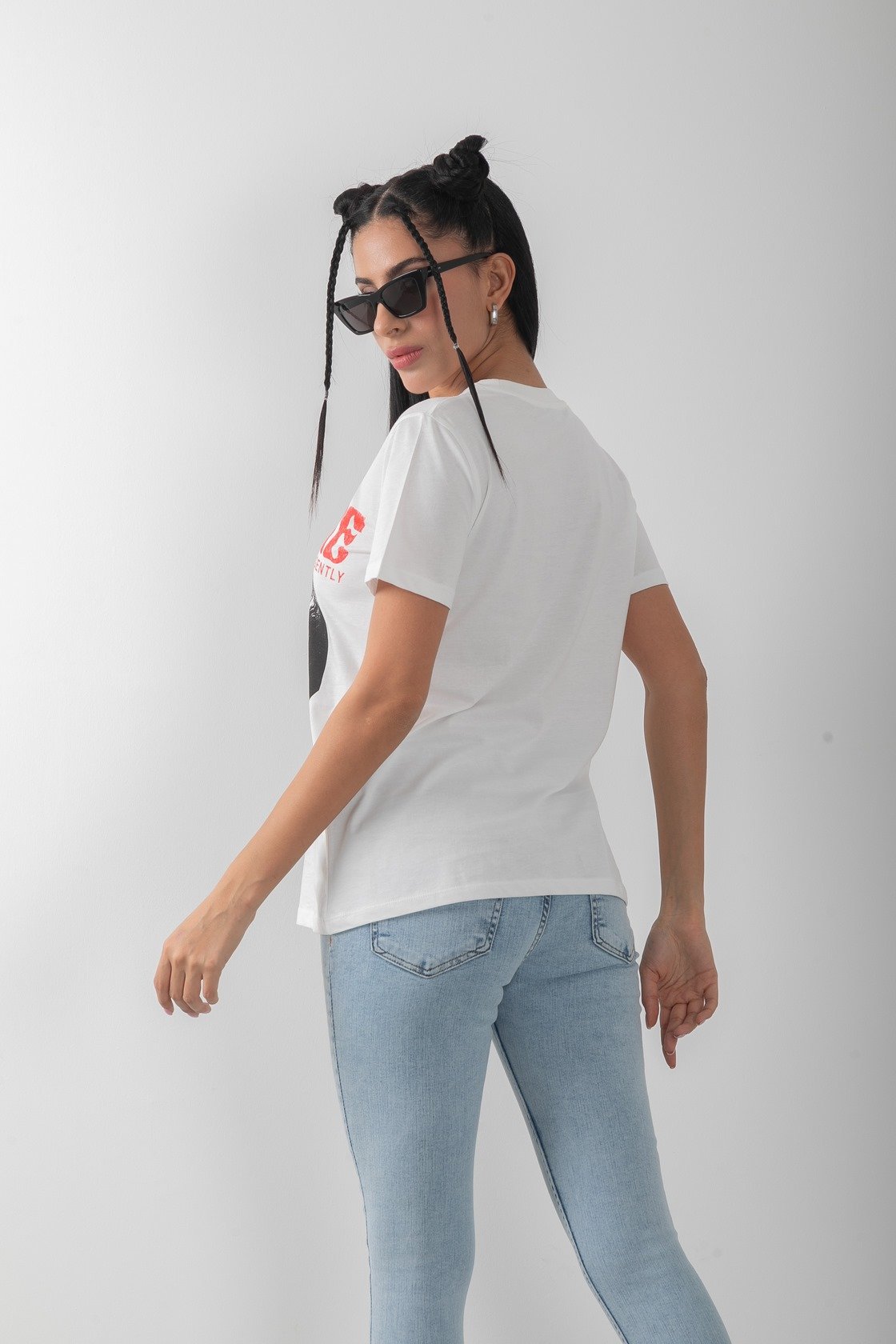 Likralı Baskılı Penye Tişört