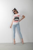 Likralı Baskılı Penye Tişört