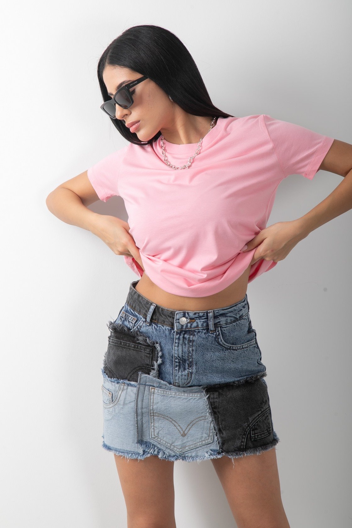 Düz Basic Bisiklet Yaka Penye Tişört