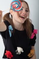 Oyuncak Ayıcık Aksesuarlı Crop Tişört