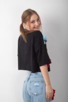 Oyuncak Ayıcık Aksesuarlı Crop Tişört