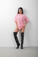 Sırt Baskılı Oversize Uzun Tişört