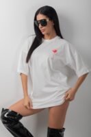 Sırt Baskılı Oversize Uzun Tişört