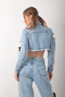 Oyuncak Ayıcık Aksesuarlı Kot Ceket ve Pantolon