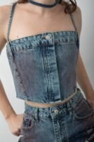 Kot Etek Büstiyer Cepli Tasarım Denim Takım