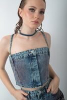 Kot Etek Büstiyer Cepli Tasarım Denim Takım