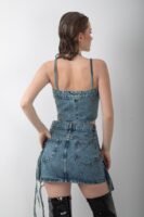 Kot Etek Büstiyer Cepli Tasarım Denim Takım