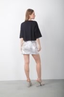 Love Baskılı Varaklı Oversize Crop Tişört