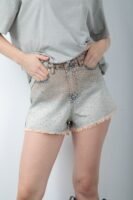 Batik Haki Yıkamalı Mini Kot Şort