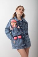 Oyuncak Bebek Aksesuarlı Denim Uzun Kot Ceket