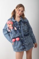 Oyuncak Bebek Aksesuarlı Denim Uzun Kot Ceket