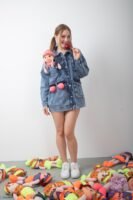 Oyuncak Bebek Aksesuarlı Denim Uzun Kot Ceket