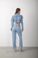 Renkli Taş Aksesuarlı Yırtık Kot Pantolon